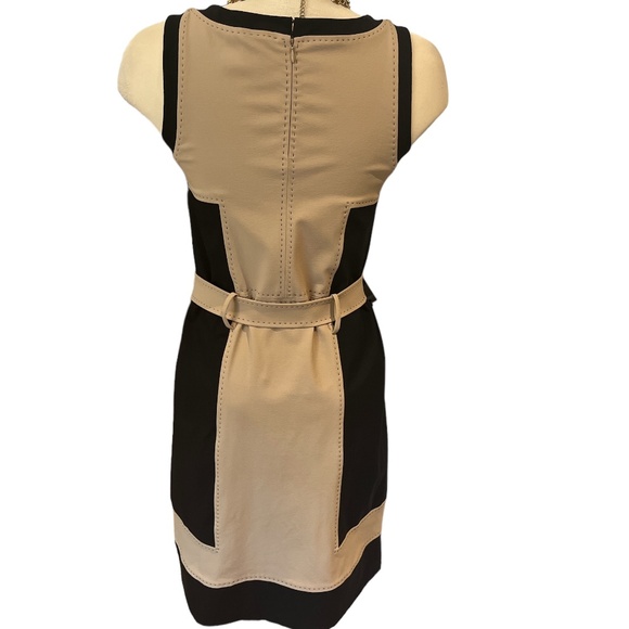 FENDI Authentic Dress Eu Size 42 Camel & Black Knee Length Belted Exposed Stitch - Picture 4 of 10